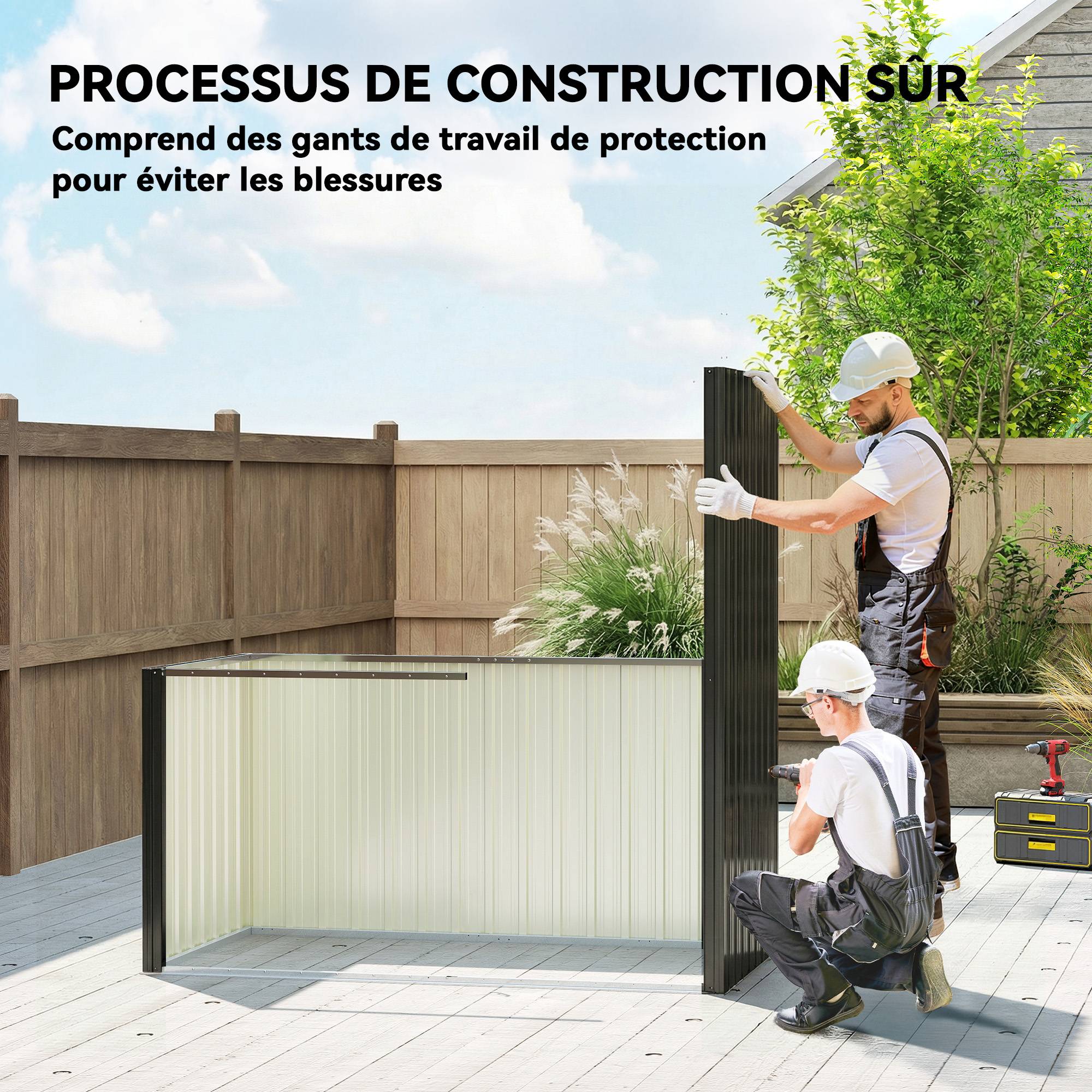 Abri jardin adossable acier rangement extérieur toit incliné 163x90x179cm foncé - ComfortXL Outdoor Living - Image 10