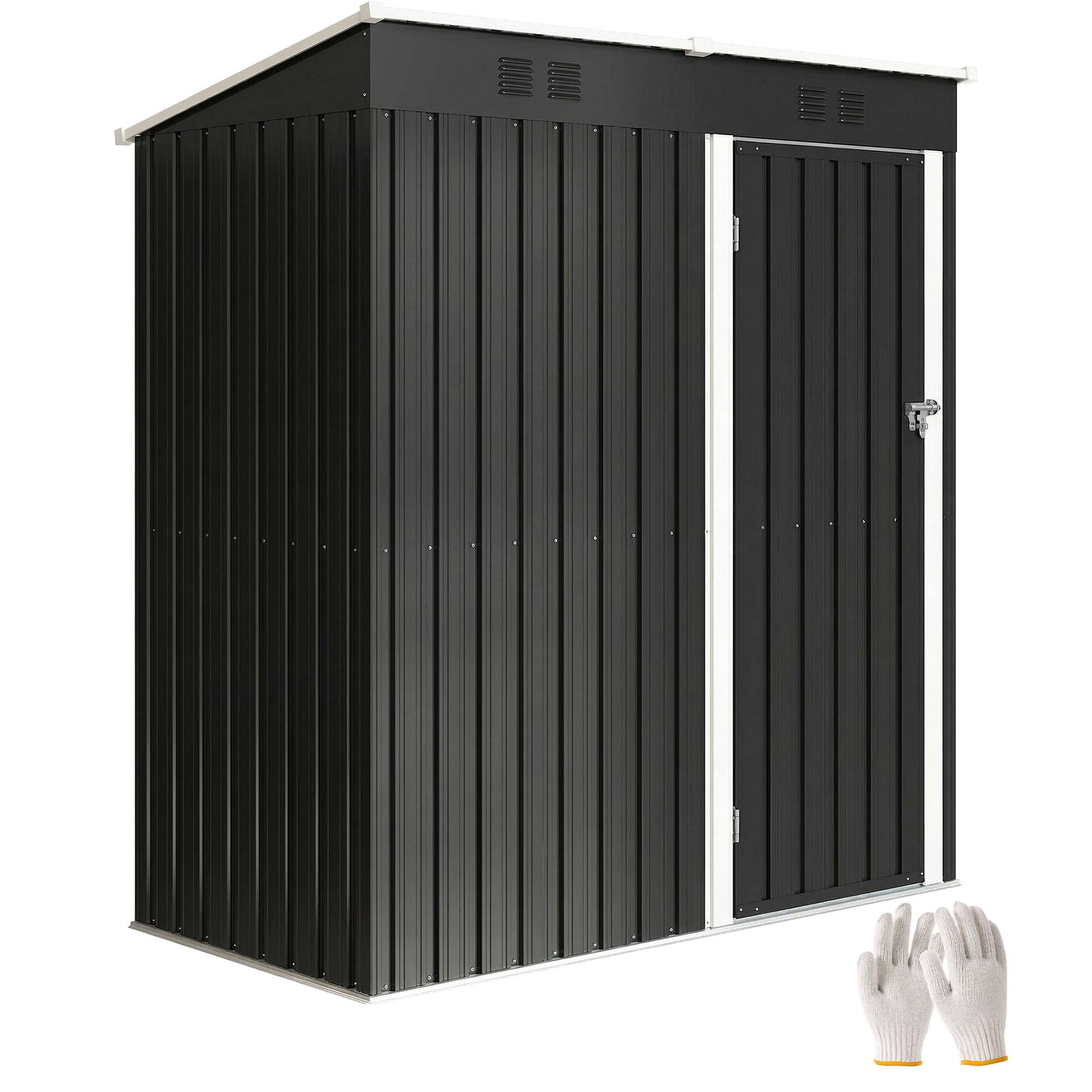 Abri jardin adossable acier rangement extérieur toit incliné 163x90x179cm foncé - ComfortXL Outdoor Living - Image 1