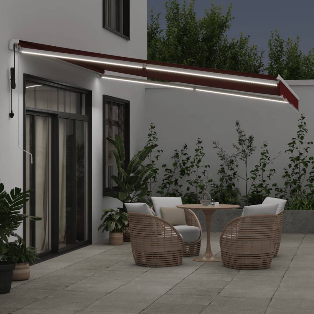 Store banne automatique aluminium terrasse LED capteur vent bordeaux 400x350 - ComfortXL Outdoor Living - Image 3
