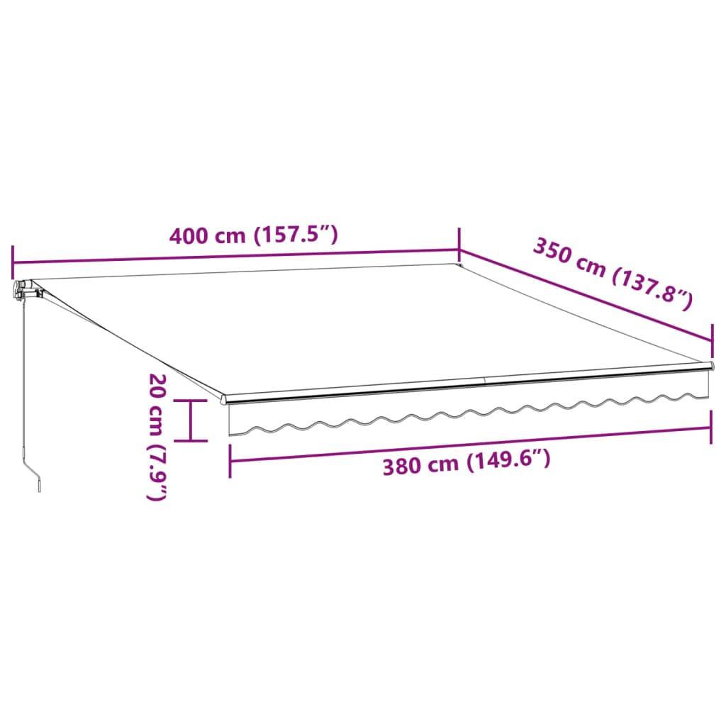 Store banne automatique aluminium terrasse LED capteur vent bordeaux 400x350 - ComfortXL Outdoor Living - Image 10