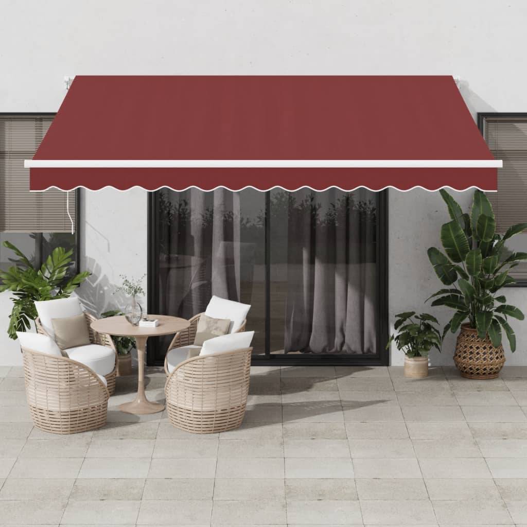 Store banne automatique aluminium terrasse LED capteur vent bordeaux 400x350 - ComfortXL Outdoor Living - Image 1
