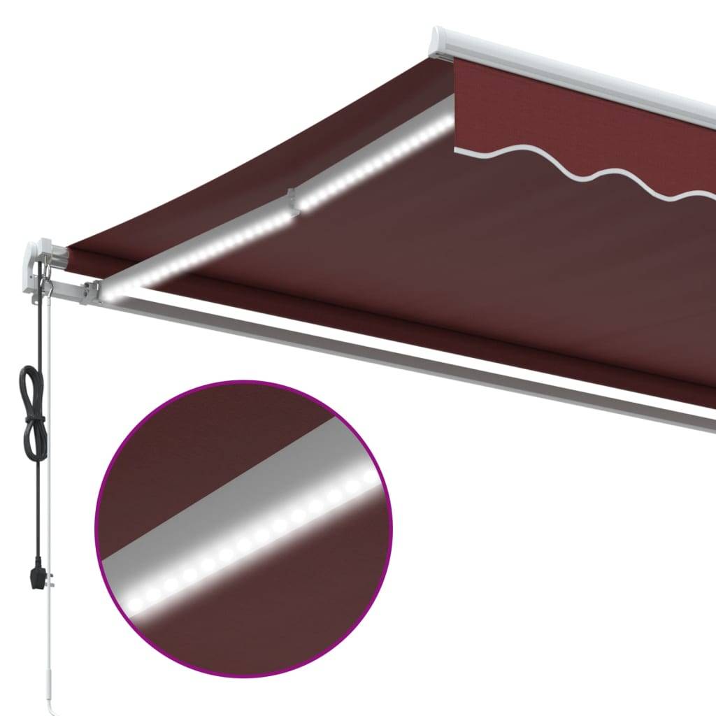 Store banne automatique aluminium terrasse LED capteur vent bordeaux 400x350 - ComfortXL Outdoor Living - Image 7