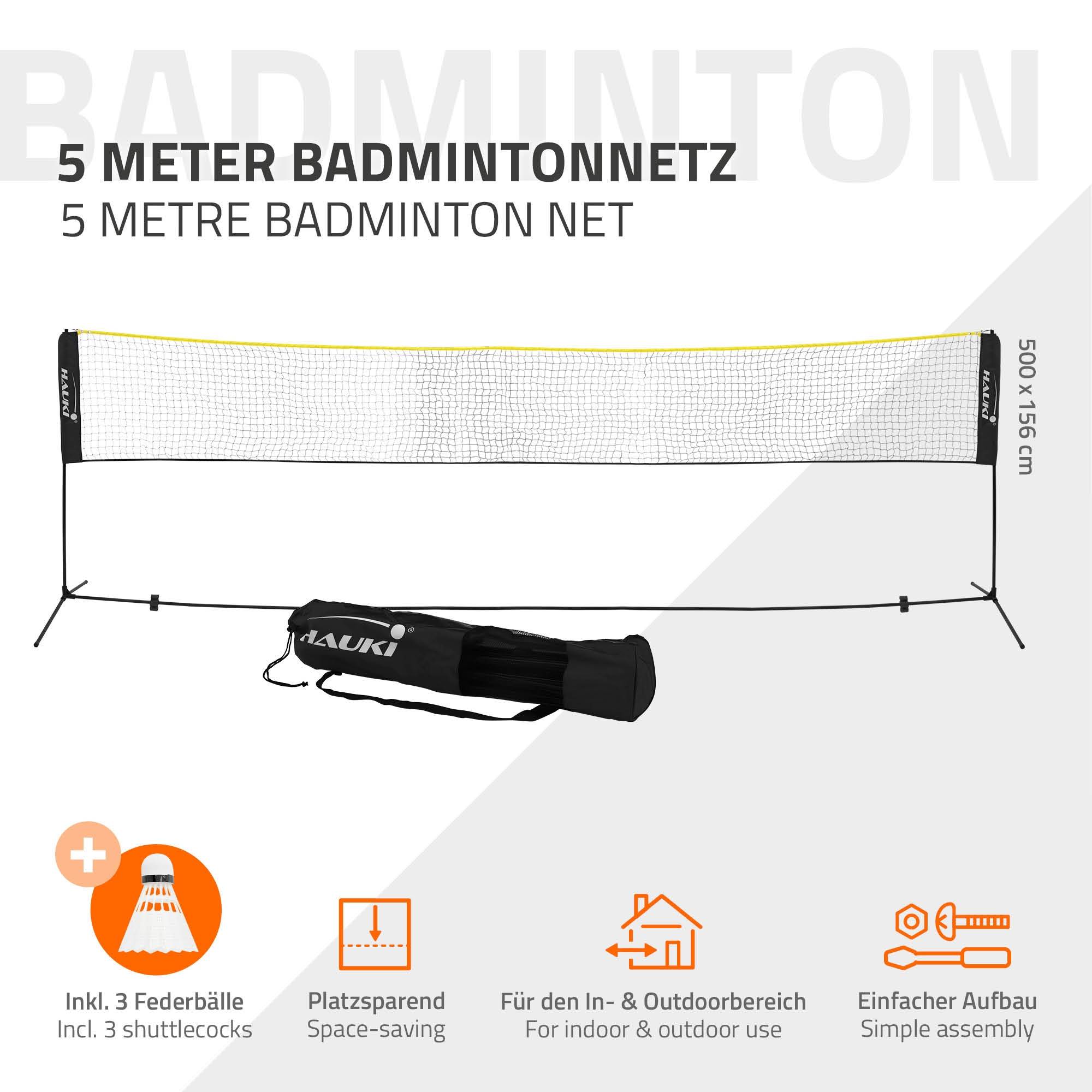 Filet de badminton 5m filet de volley-ball/tennis noir portable hauteur 155 cm - Imagen 2