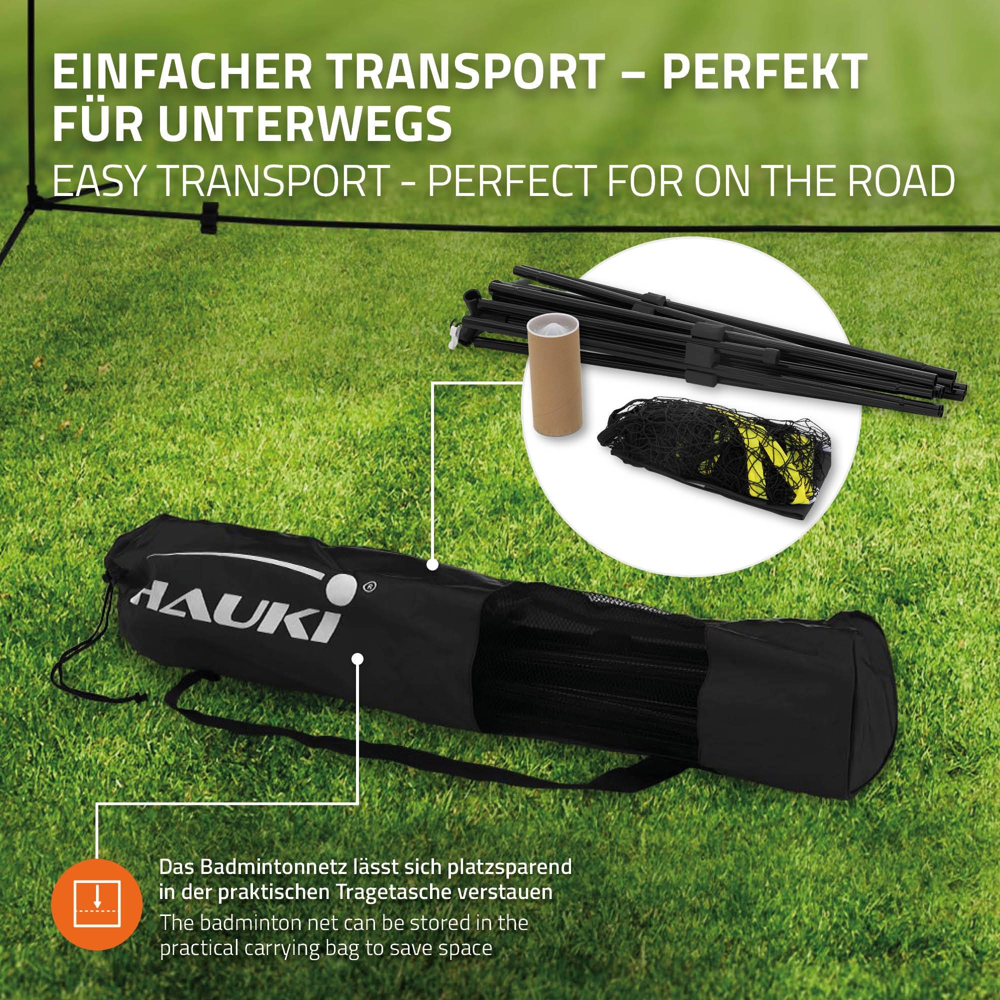 Filet de badminton 5m filet de volley-ball/tennis noir portable hauteur 155 cm - Imagen 4