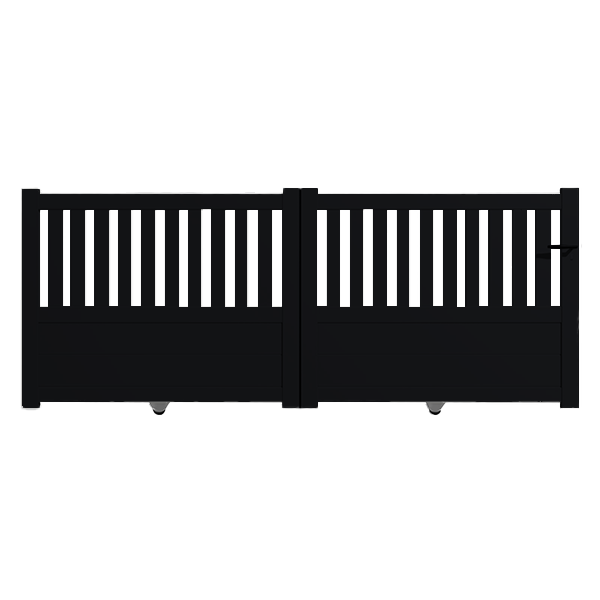 Portail Packit - Portail alu coulissant semi-ajouré en kit dim. L.4000 (entre piliers) X H.1300 mm  Noir (RAL 9005)