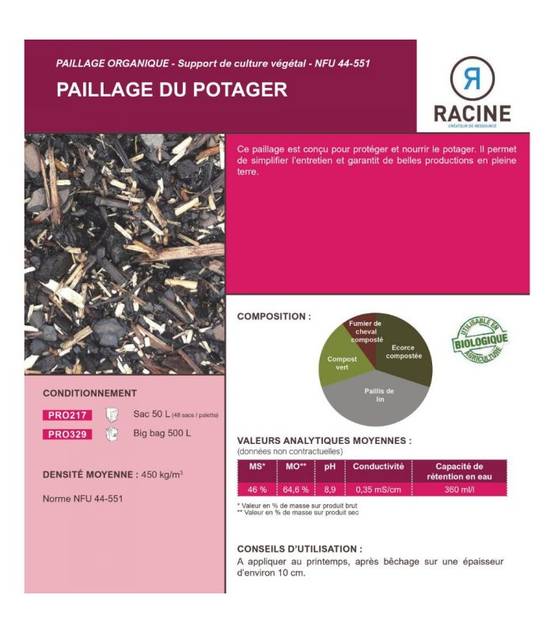 Paillage organique du potager 100% naturel, 48 sacs de 50 l - PRO217-48x50L - Image 4