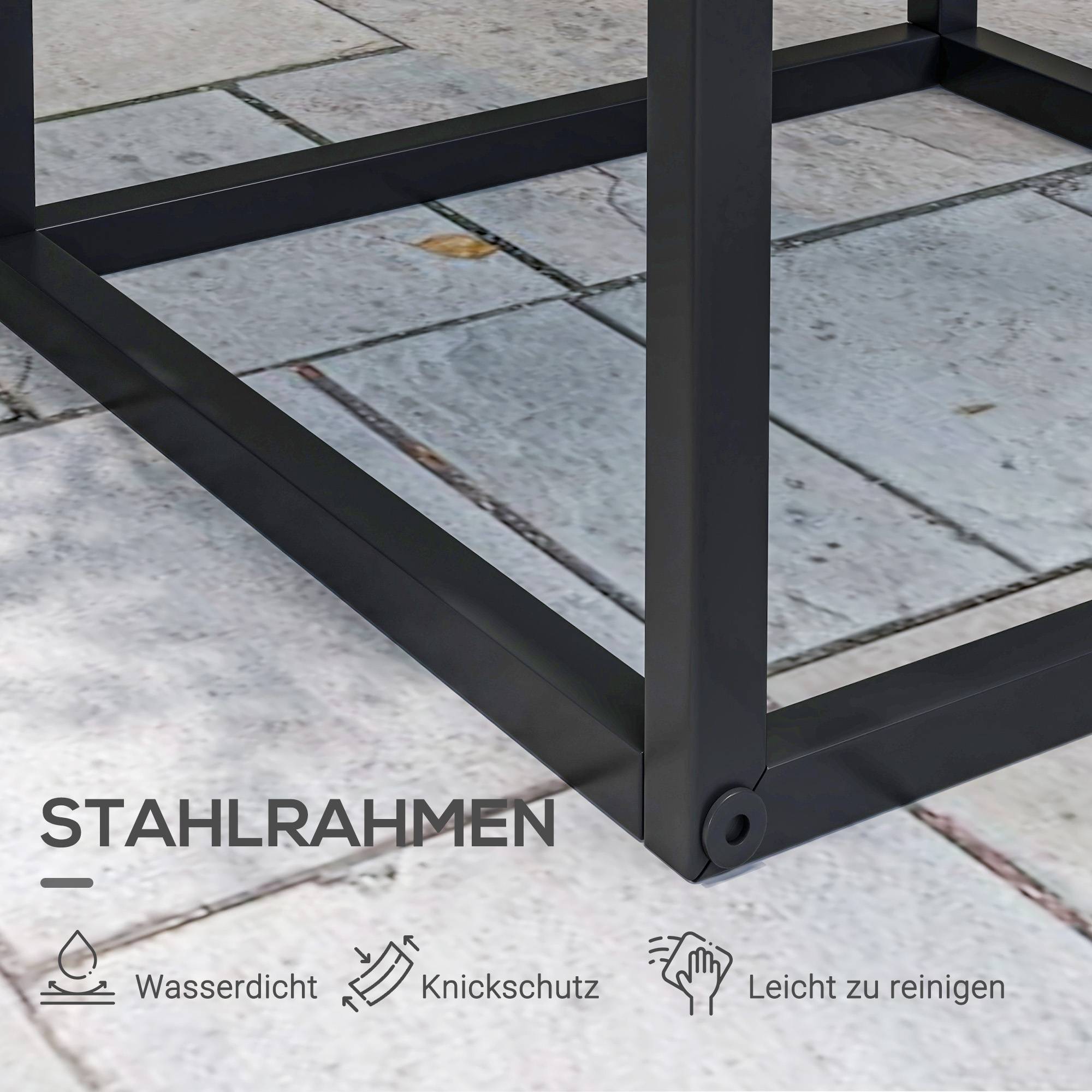 Lot 2 porte-plantes métal style industriel salon balcons hauteurs 58-65cm noir - ComfortXL Outdoor Living - Image 7