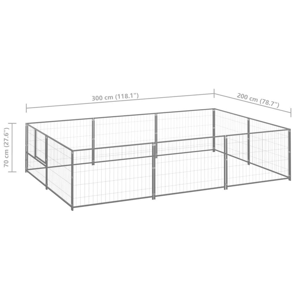 Helloshop26 - Chenil extérieur cage enclos parc animaux chien argenté 6 m² acier - Imagen 2