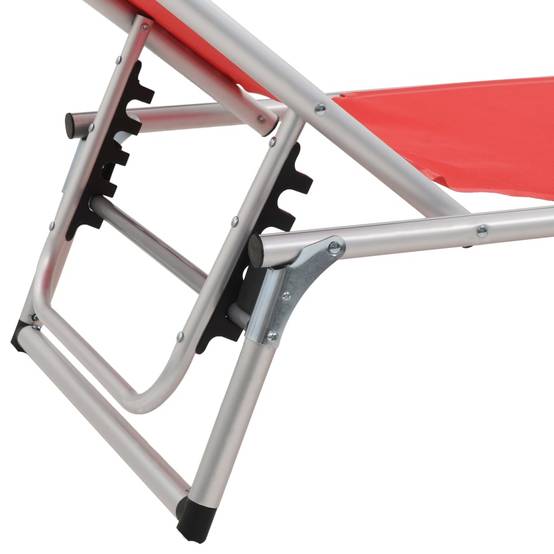 Lot 2 transats chaises longues Aluminium Plage Pliable auvent réglable Rouge - ComfortXL Outdoor Living - Image 8