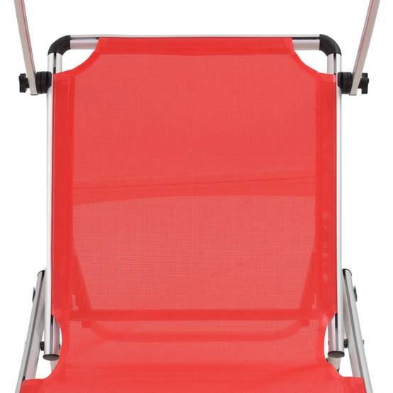 Lot 2 transats chaises longues Aluminium Plage Pliable auvent réglable Rouge - ComfortXL Outdoor Living - Image 9