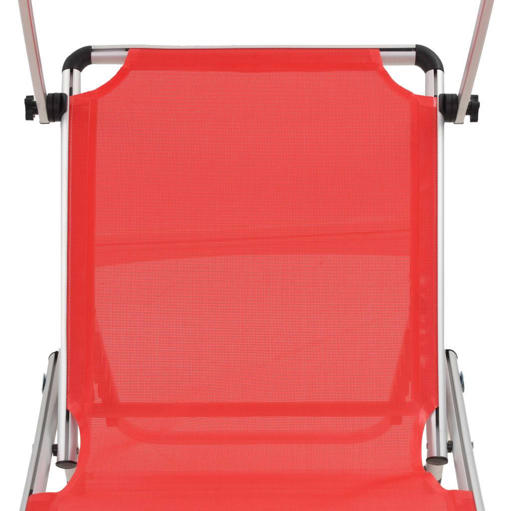 Lot 2 transats chaises longues Aluminium Plage Pliable auvent réglable Rouge - ComfortXL Outdoor Living - Image 9