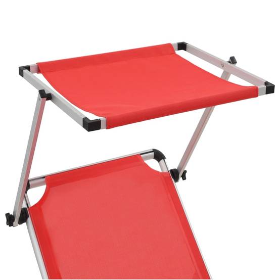Lot 2 transats chaises longues Aluminium Plage Pliable auvent réglable Rouge - ComfortXL Outdoor Living - Image 7