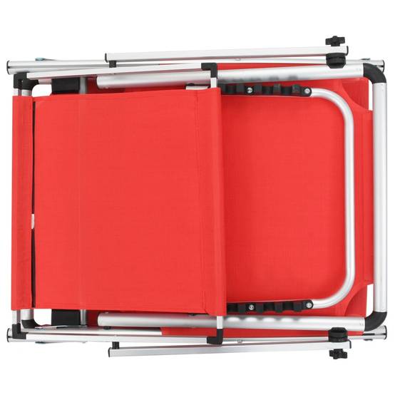 Lot 2 transats chaises longues Aluminium Plage Pliable auvent réglable Rouge - ComfortXL Outdoor Living - Image 6