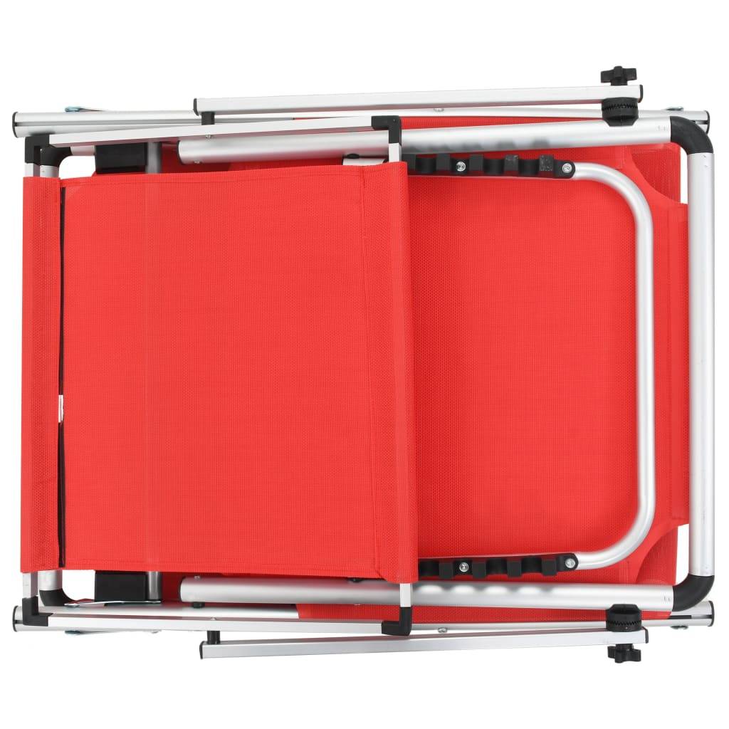 Lot 2 transats chaises longues Aluminium Plage Pliable auvent réglable Rouge - ComfortXL Outdoor Living - Image 6