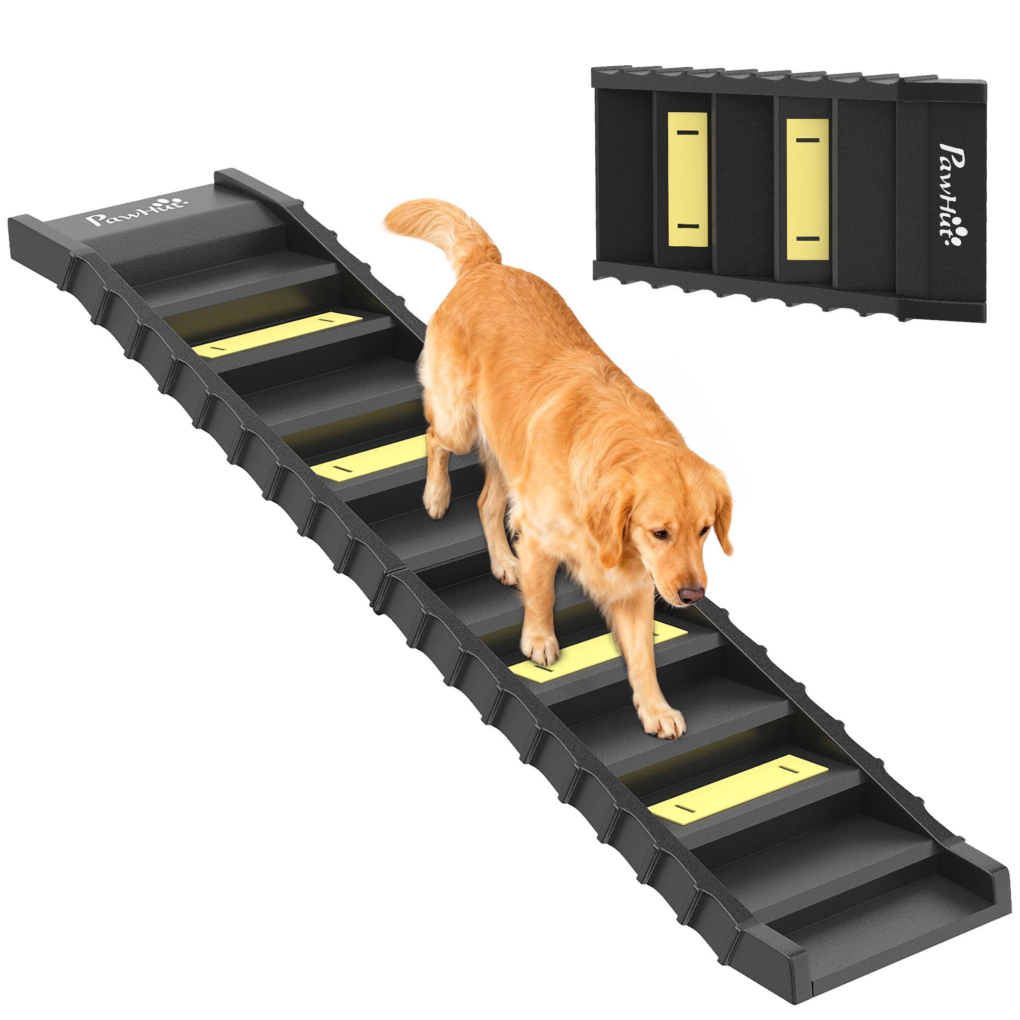 Rampe chien pliable, voiture/SUV, antidérapante, grands animaux jusqu'à 25 kg, 154x40cm, noir - Image 1