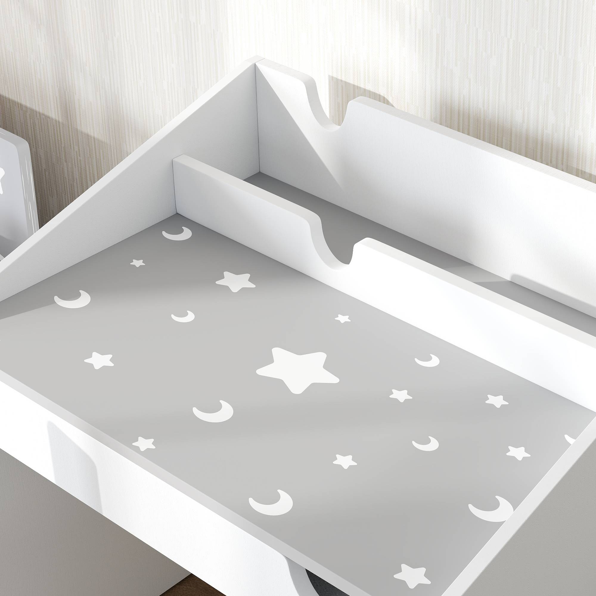 Ensemble bureau chaise enfant avec rangement tiroir coulissant,3-6 ans, motif étoiles, gris - Image 10