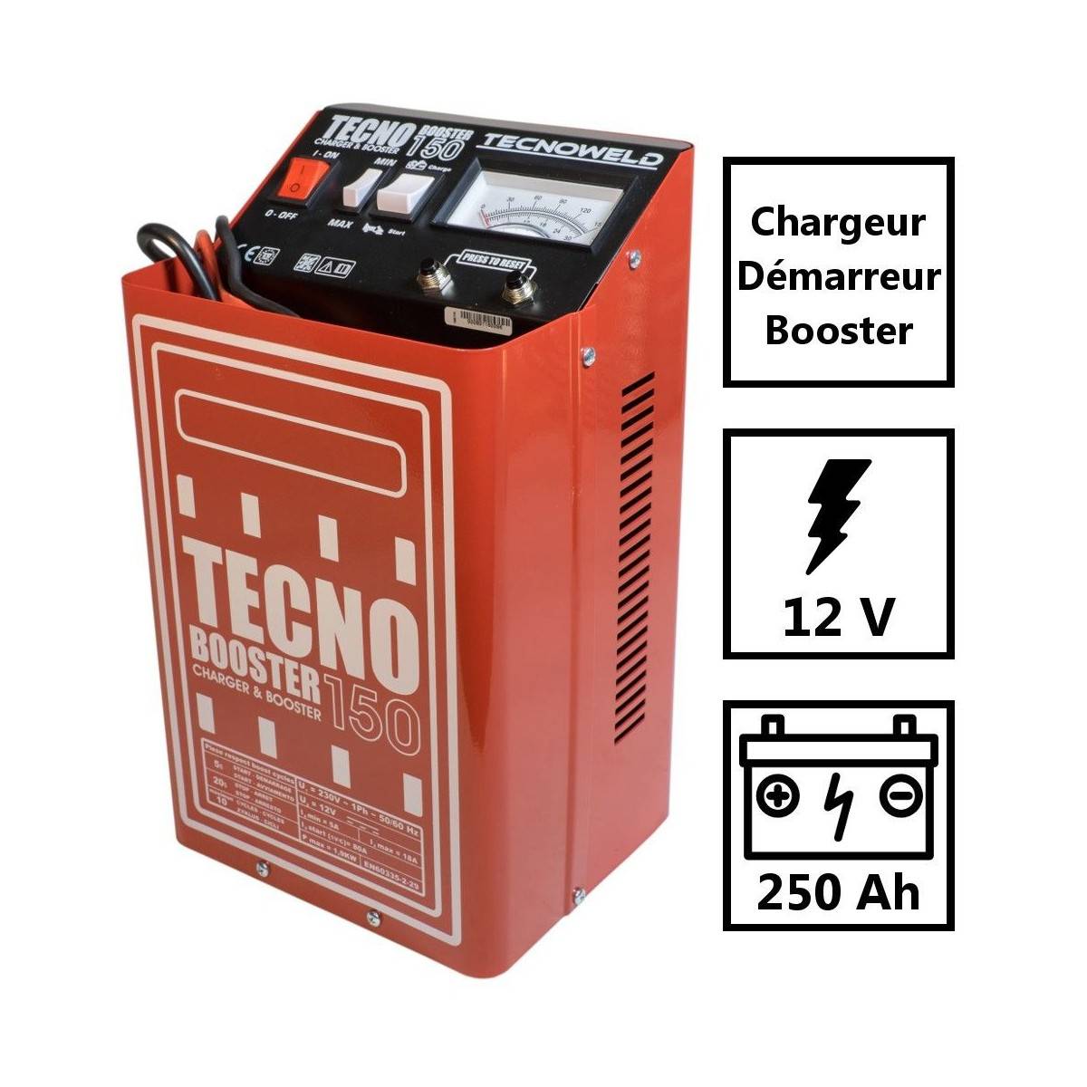 Chargeur démarreur 1900W Batterie 25/ 250A -10/270Ah Portable TECNOBOOSTER TECNOWELD - Imagen 2
