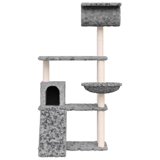 Arbre à chat bois et sisal gris clair 76.5 x 70 x 131 cm - PANGIVO - Image 3