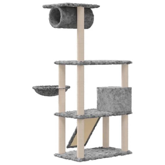 Arbre à chat bois et sisal gris clair 76.5 x 70 x 131 cm - PANGIVO - Image 5
