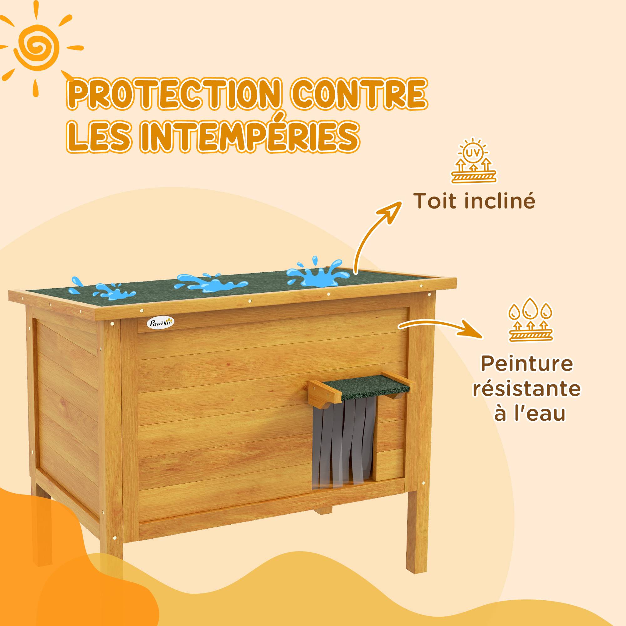 Niche pour chat d'extérieur bois naturel et vert 85 x 50 x 68.5 cm - PANGIVO - Image 8