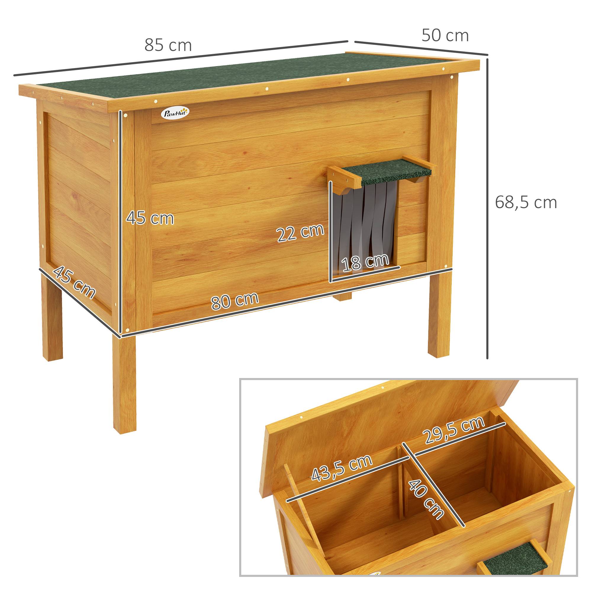 Niche pour chat d'extérieur bois naturel et vert 85 x 50 x 68.5 cm - PANGIVO - Image 5