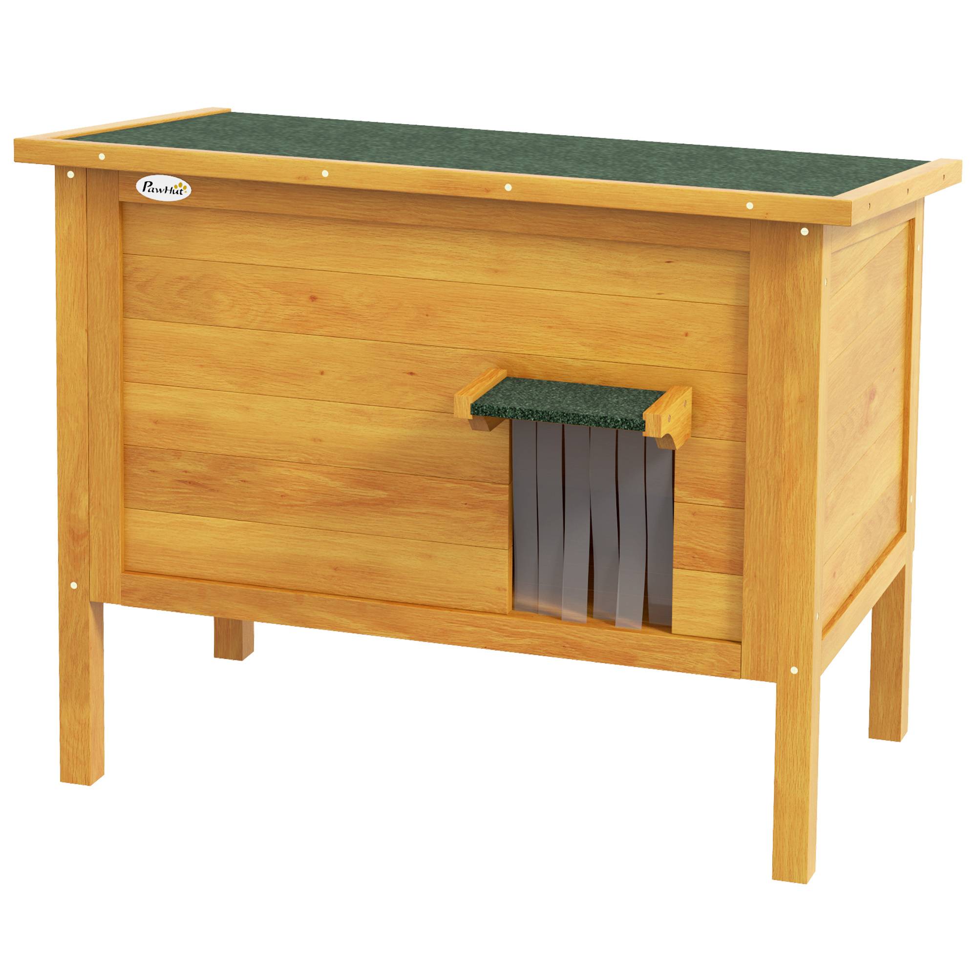 Niche pour chat d'extérieur bois naturel et vert 85 x 50 x 68.5 cm - PANGIVO - Image 2