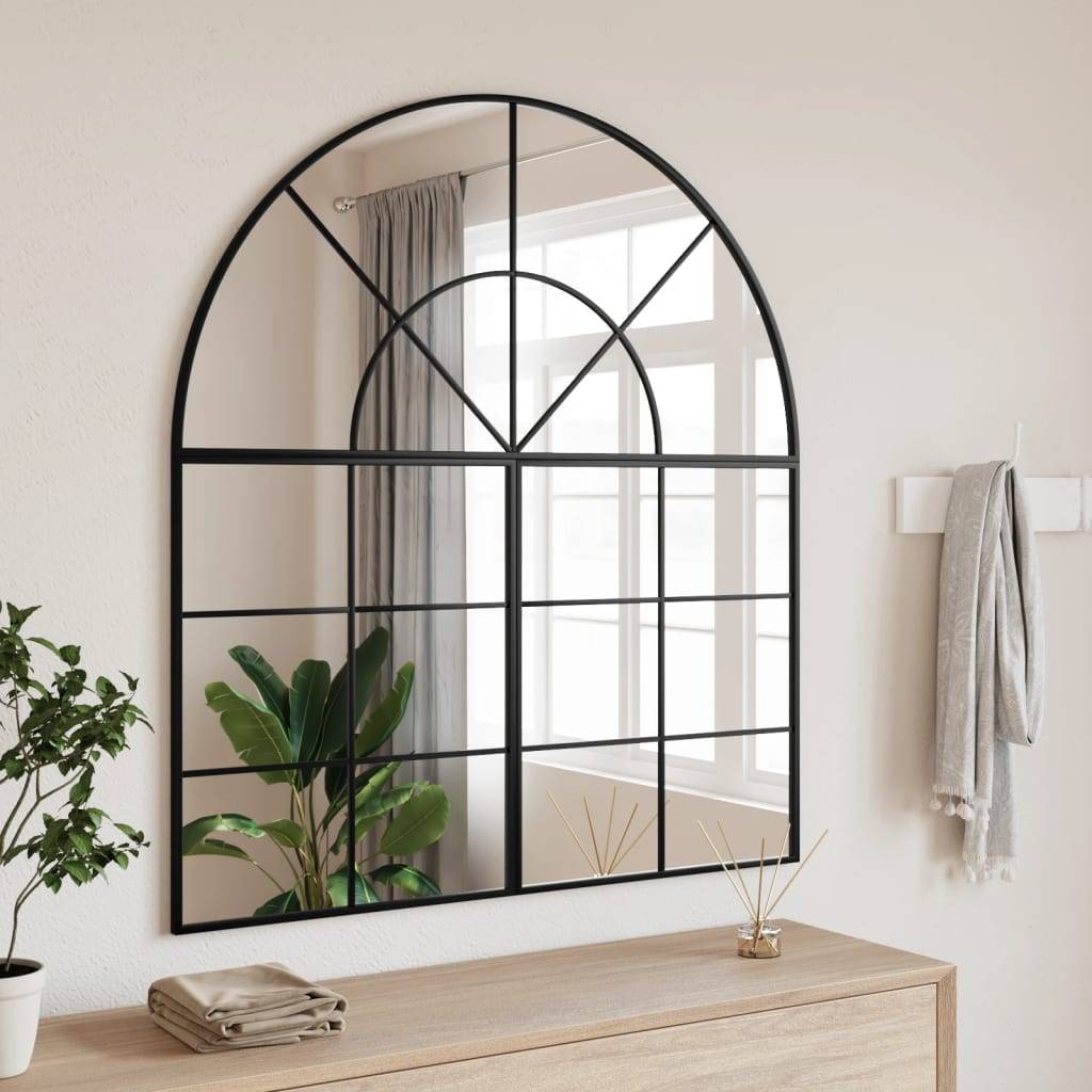 Maison Chic - Miroir mural - Miroir décoratif noir 100x110 cm arche fer - Image 2
