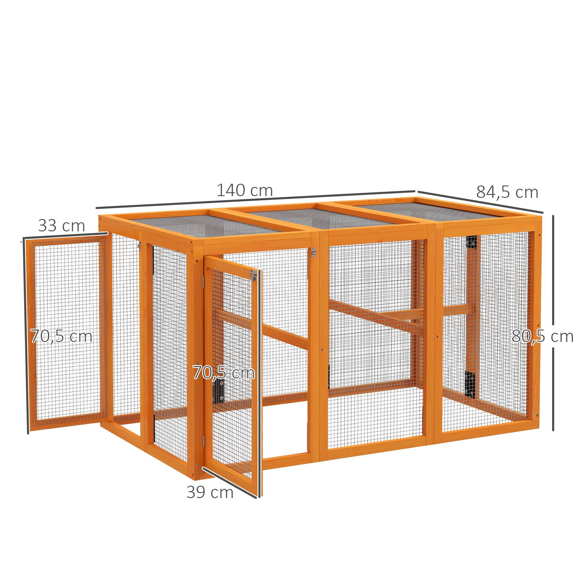 Sans Marque - Poulailler 1-3 poules structure bois/grillage acier extensible perchoirs bois orange - Image 5
