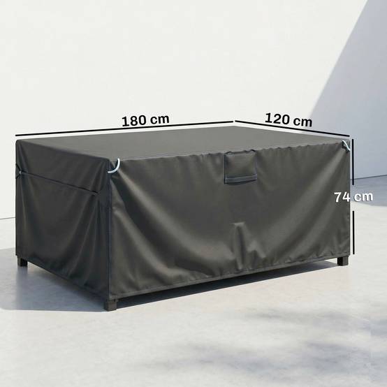 Housse Salon de Jardin Extérieure Imperméable 420D Tissu Oxford, avec Évent et Sac de Rangement, 180x120x74cm, Noir - Image 5