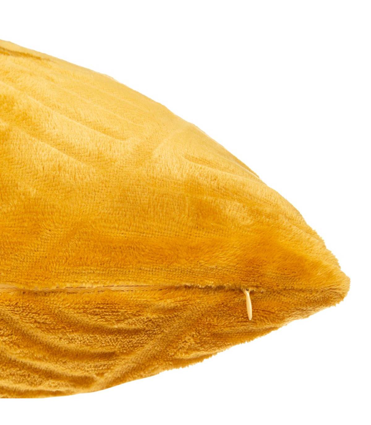 Coussin déhoussable Ocre Feuille en relief 40 x 40 cm - Imagen 3
