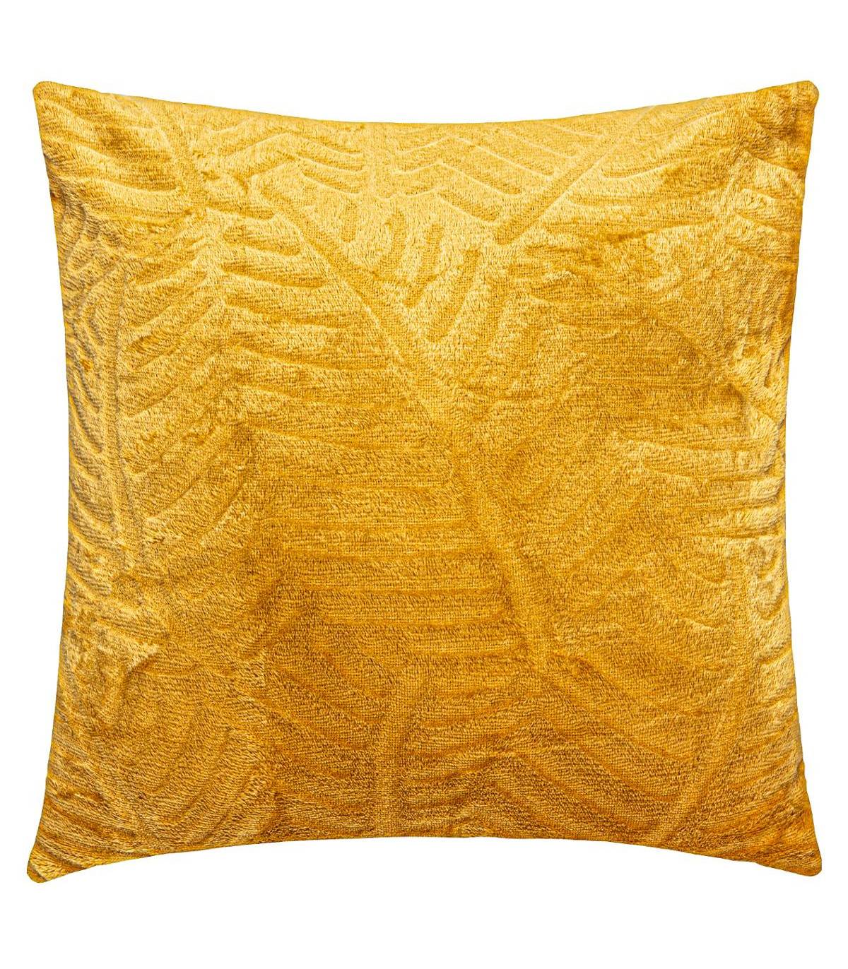 Coussin déhoussable Ocre Feuille en relief 40 x 40 cm - Imagen 1