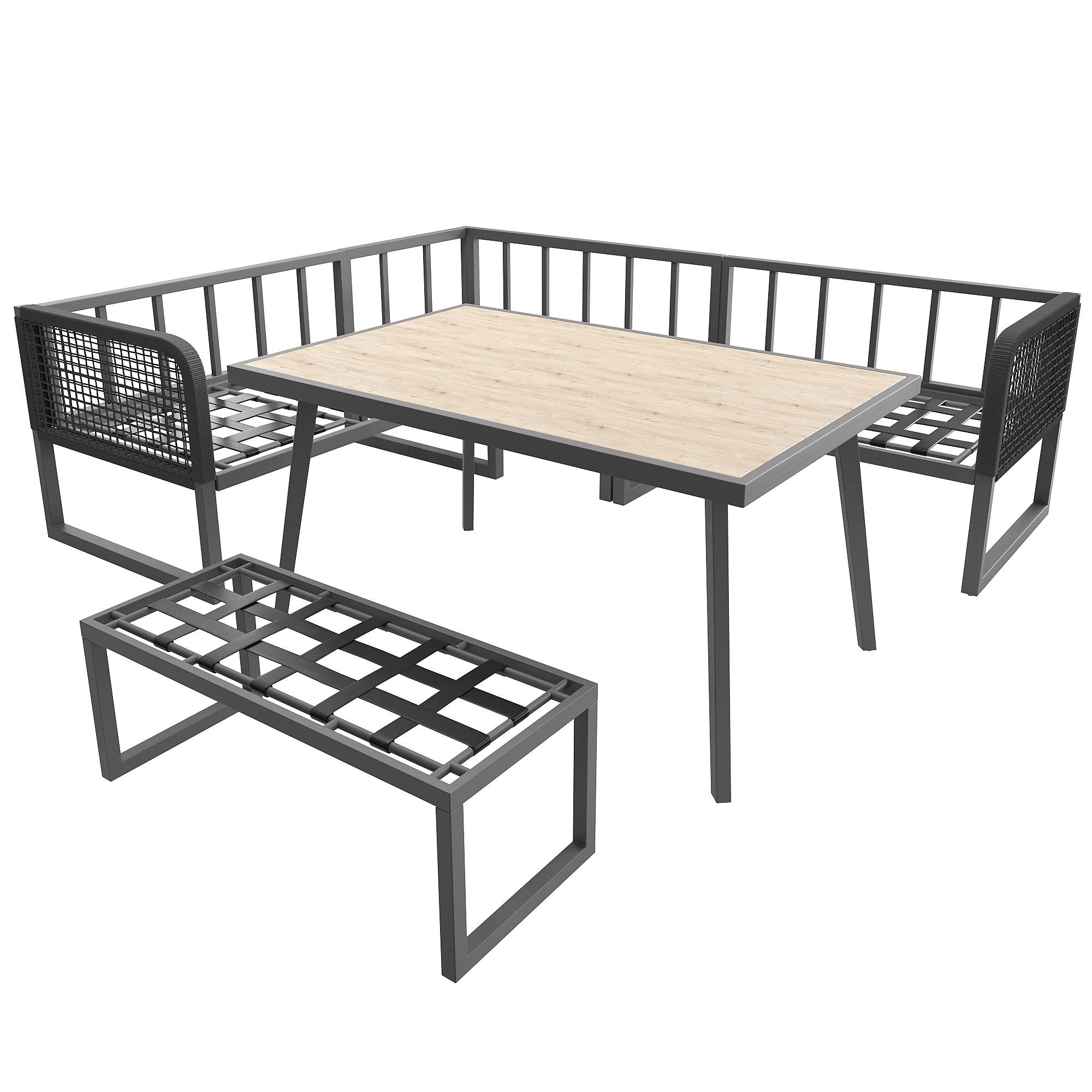 ComfortXL - Salon de Jardin Angle Résine Tressée 7 Places Table Haute Gris - ComfortXL Outdoor Living - Image 7