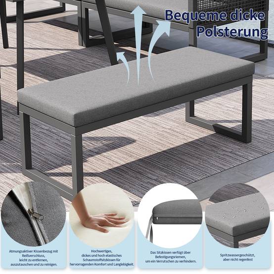 ComfortXL - Salon de Jardin Angle Résine Tressée 7 Places Table Haute Gris - ComfortXL Outdoor Living - Image 5