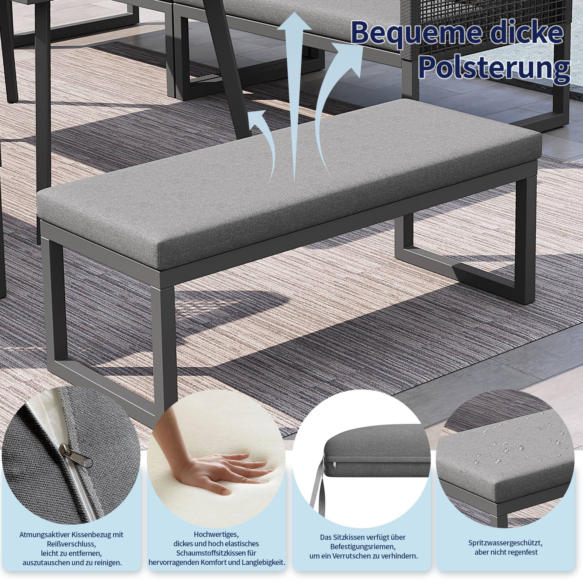 ComfortXL - Salon de Jardin Angle Résine Tressée 7 Places Table Haute Gris - ComfortXL Outdoor Living - Image 5
