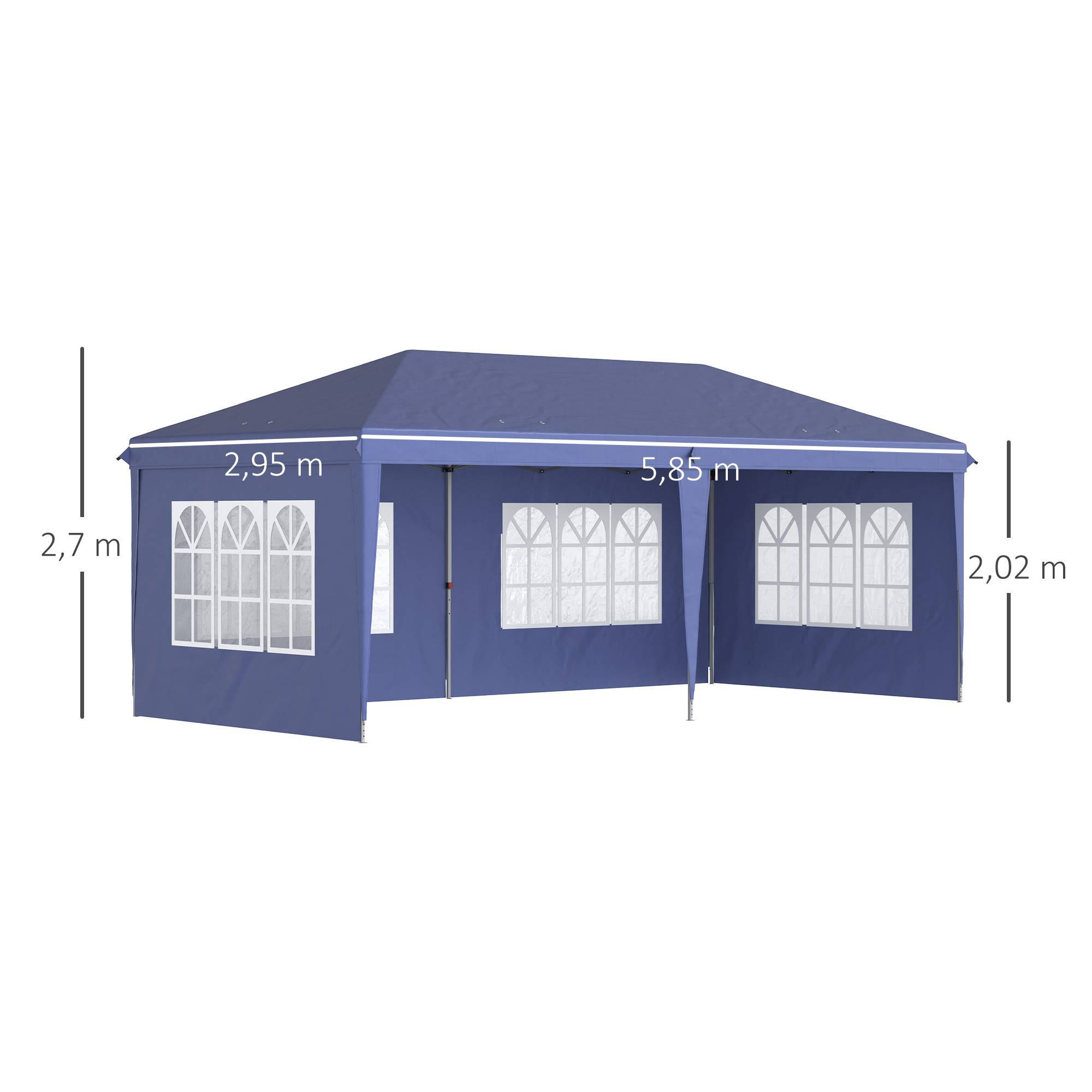 Tente de réception acier polyester pour grands événements abri étanche 6x3m bleu - ComfortXL Outdoor Living - Image 5