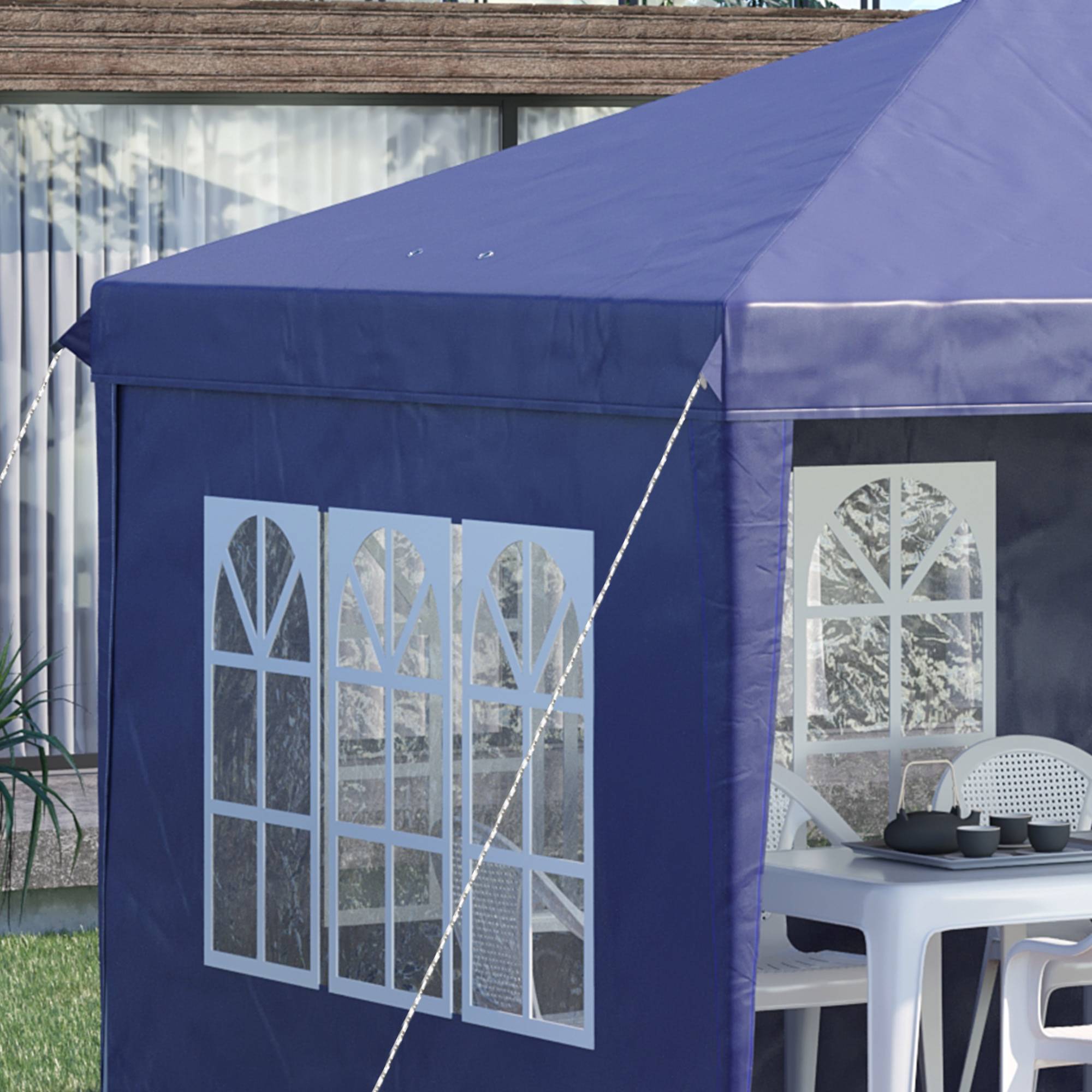 Tente de réception acier polyester pour grands événements abri étanche 6x3m bleu - ComfortXL Outdoor Living - Image 10