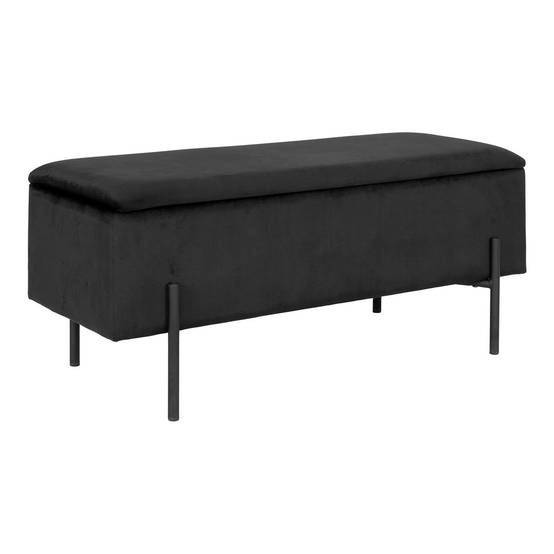 ALTOBUY - Banc-Coffre Velours Noir Pieds Métal - BLAIRE - Image 1