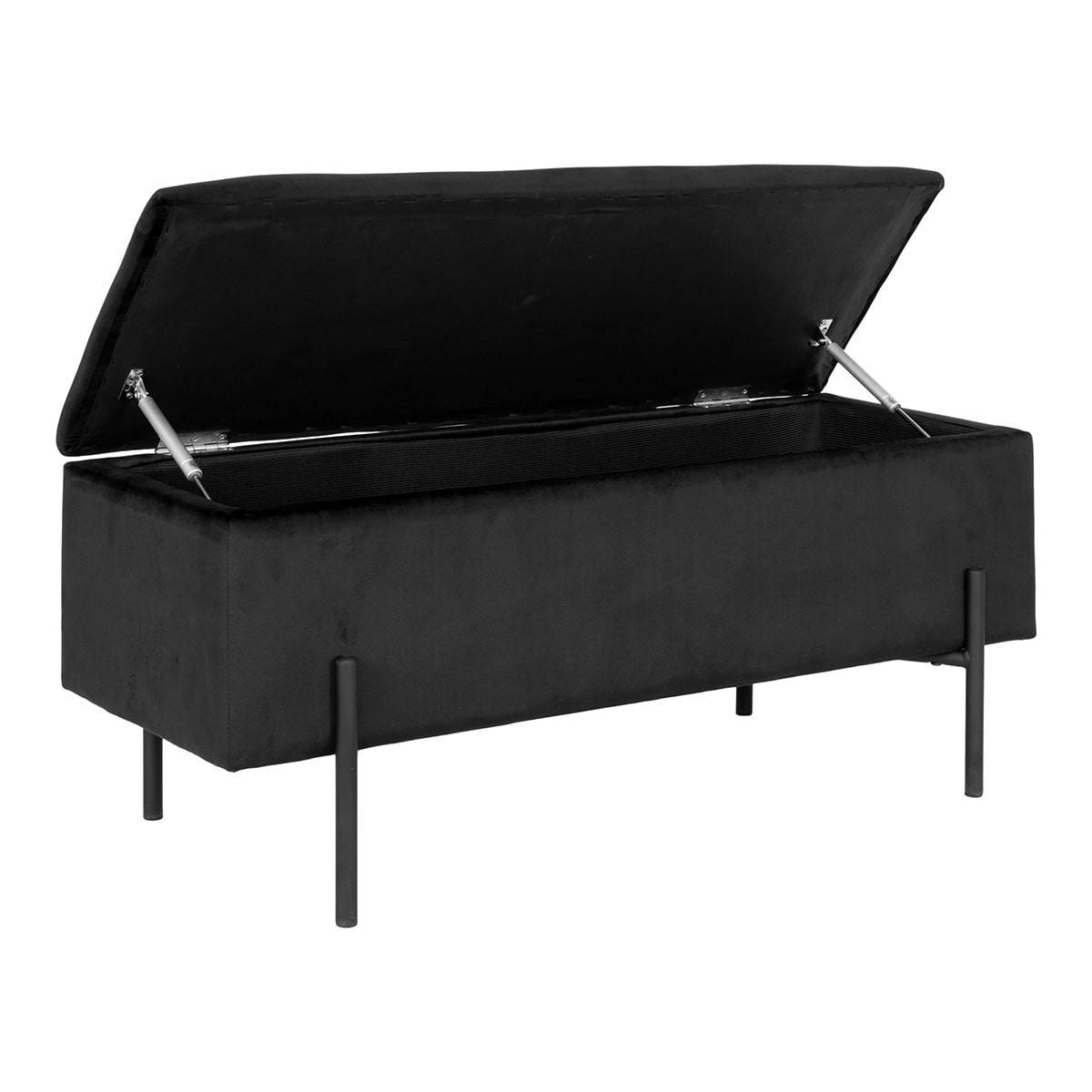 ALTOBUY - Banc-Coffre Velours Noir Pieds Métal - BLAIRE - Image 4