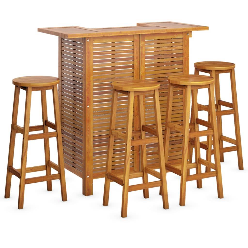 Helloshop26 - Ensemble de bar de jardin 5 pièces bois d'acacia solide - Imagen 1