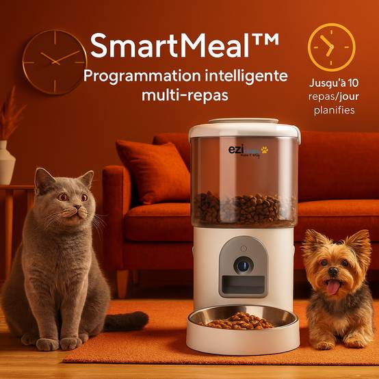 Distributeur de croquettes et fontaine pour chat et petit chien Eziclean® Nutribot Cam+ Ultra (3L/5L) - Image 5