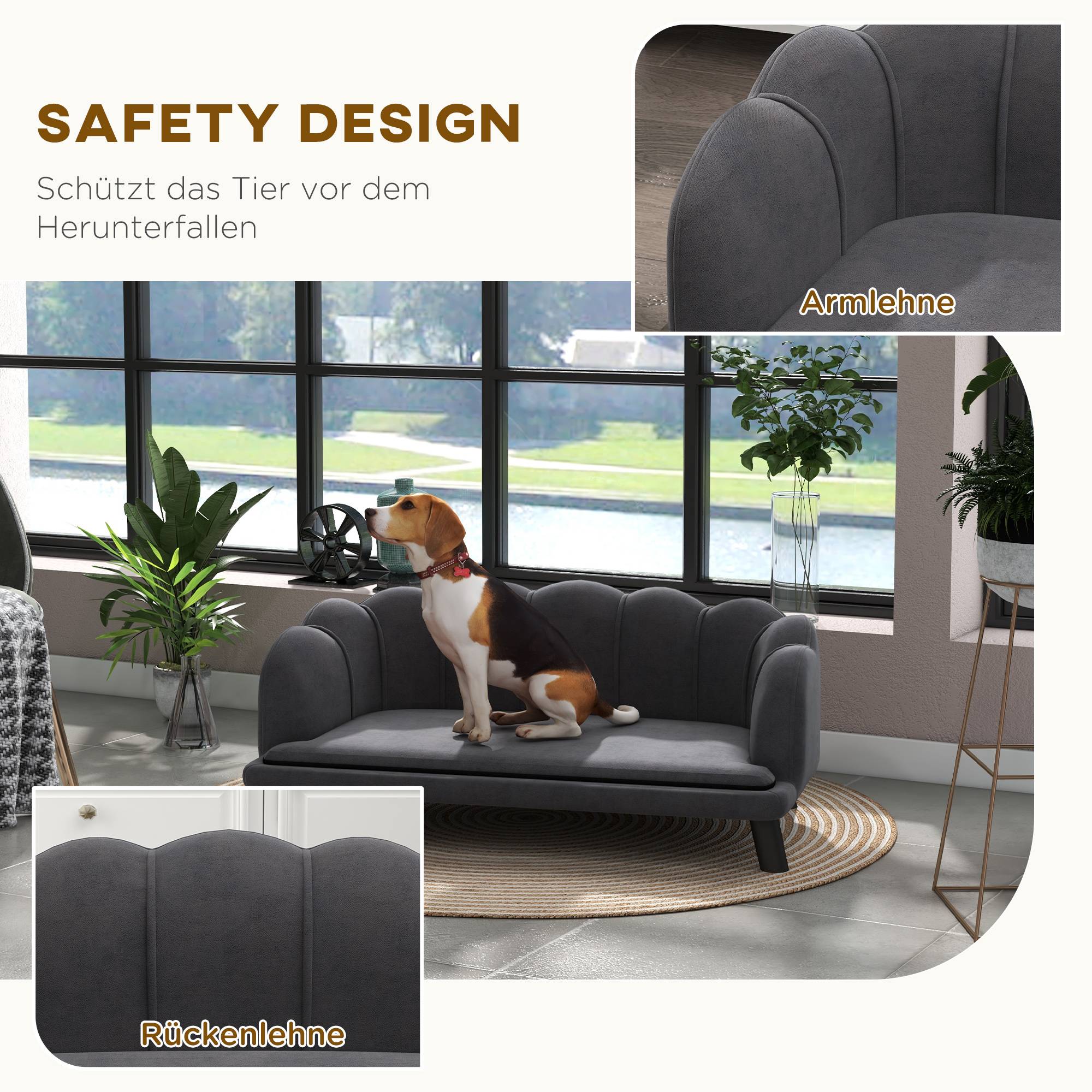 ComfortXL - Canapé pour chien en polyester 98,5 x 60,5 x 35,5 cm gris foncé pour chien jusqu’à 25 kg avec dossier - Image 6