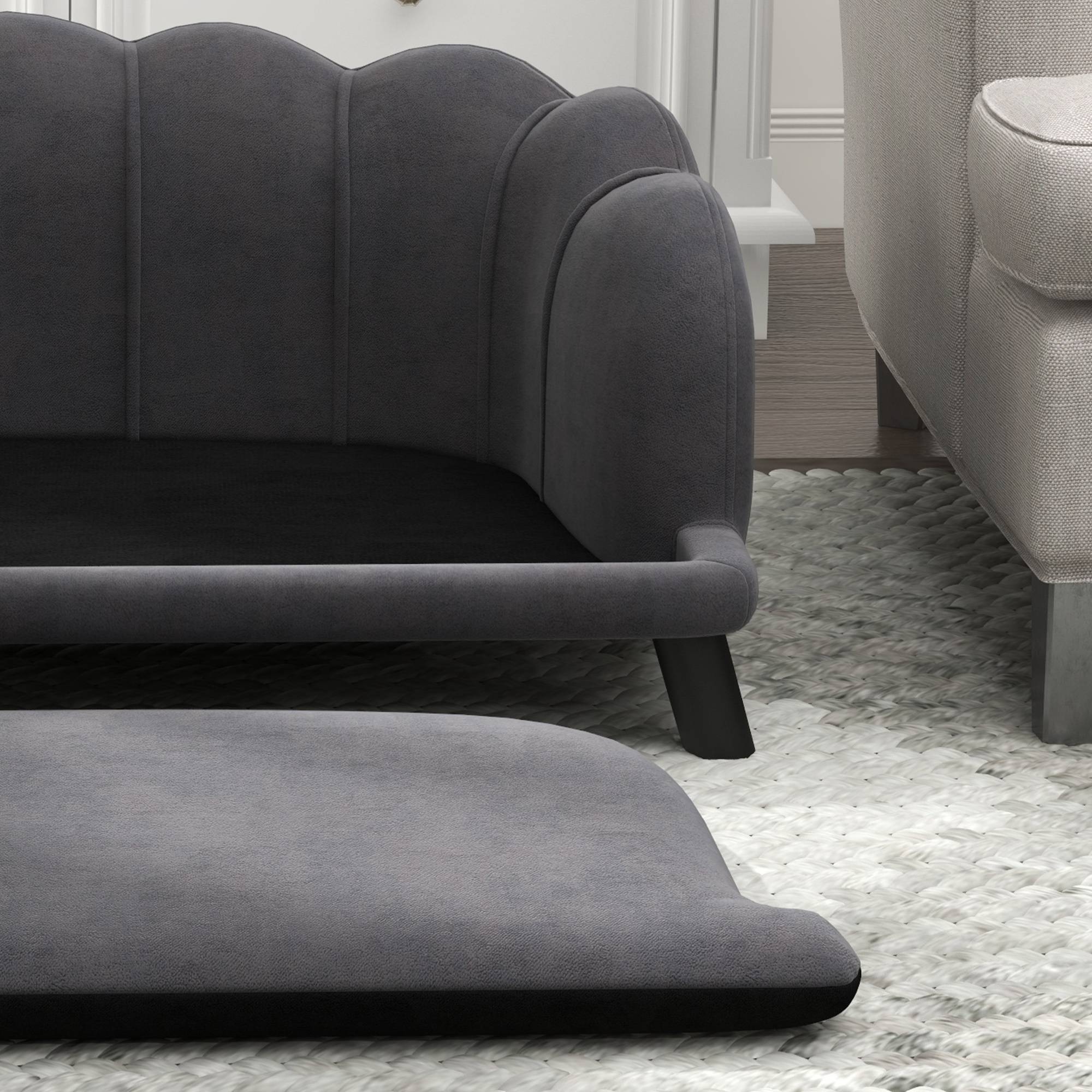 ComfortXL - Canapé pour chien en polyester 98,5 x 60,5 x 35,5 cm gris foncé pour chien jusqu’à 25 kg avec dossier - Image 9