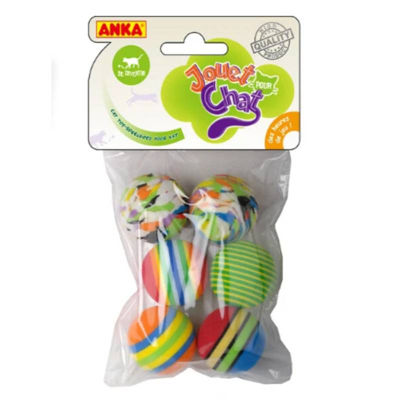 Anka - Jouet pour chat pack 6 balles mousse couleurs assorties - ANKA