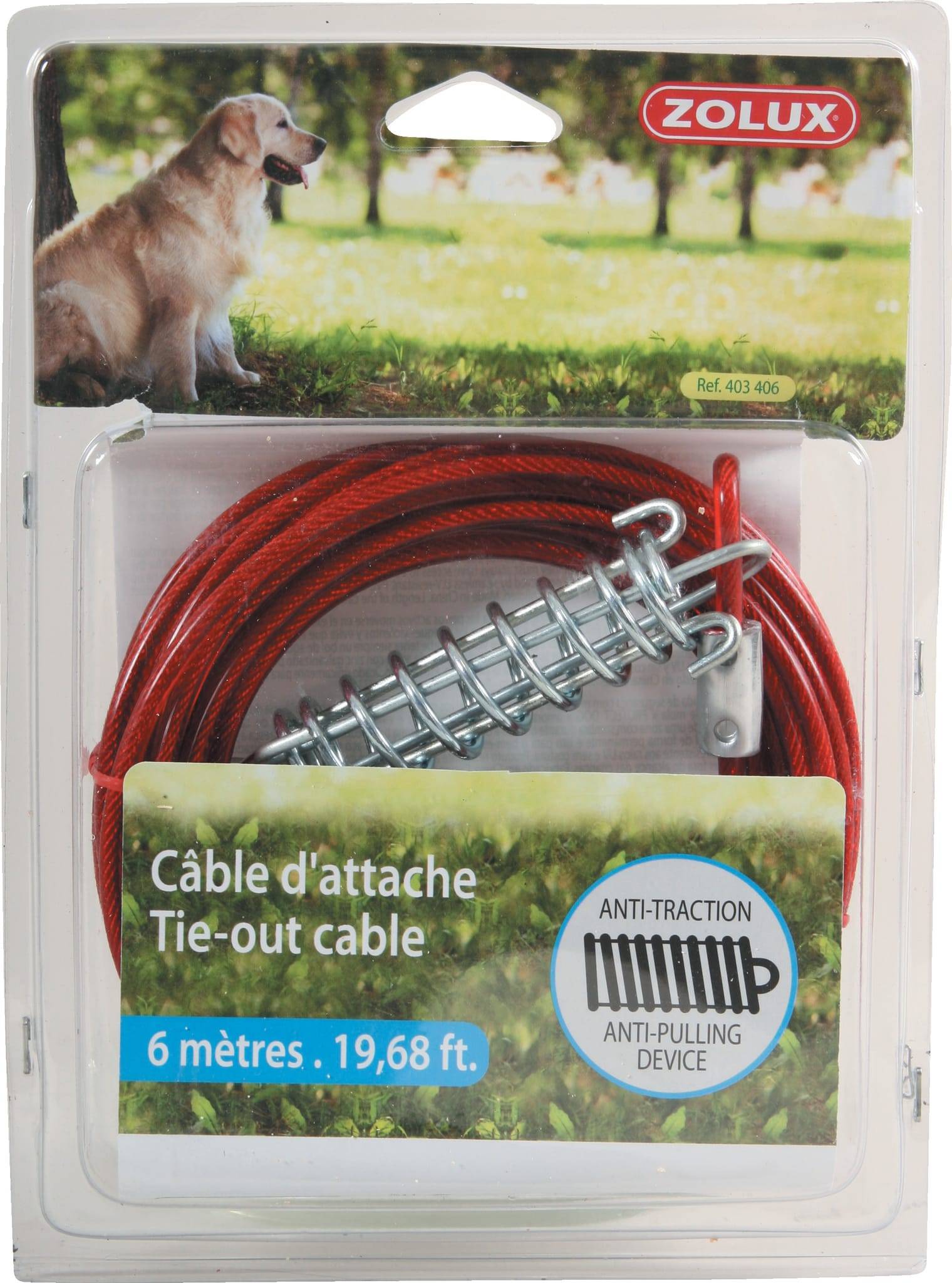 Zolux - Câble d'attache avec ressort - PROTECT DOG