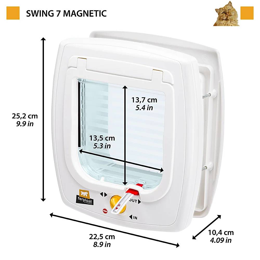 Chatiere Magnétique Plastique Blanc 22,5 x 16,2 x 25,2 cm – FERPLAST - Imagen 4