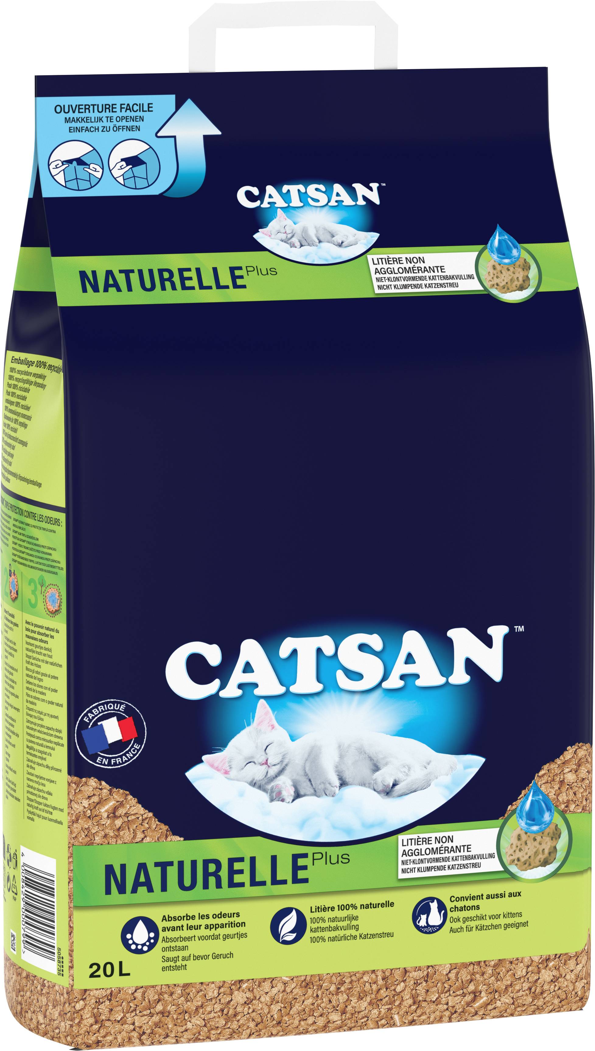 Catsan - Litière végétale pour chat Naturelle + 20 L - CATSAN