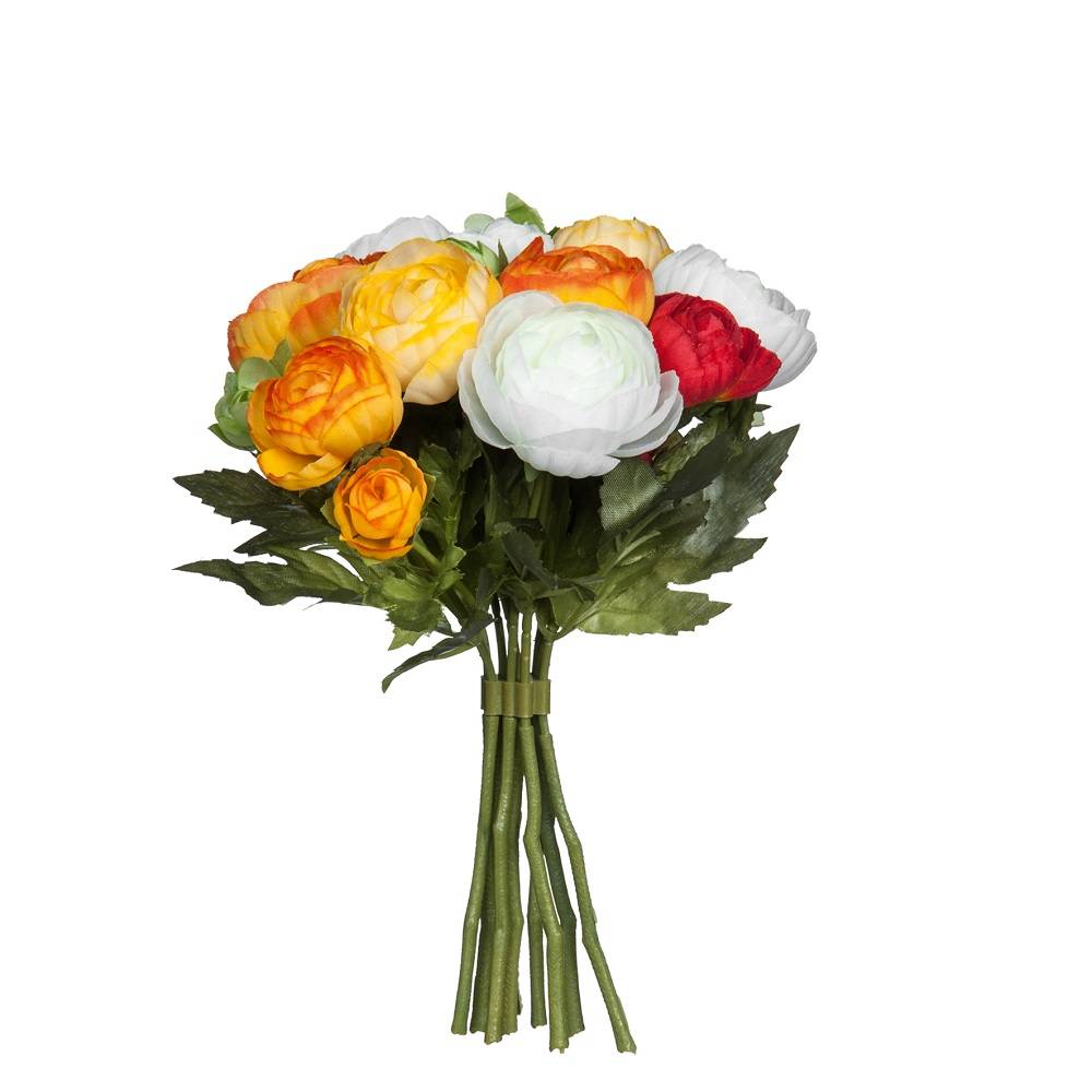 Mica Decorations - Bouquet Ranunculus artificiel Orange L.22 x Ø 19 cm