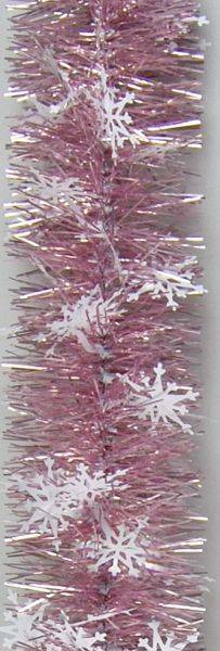 Weiste - Guirlande scintillante rose opale ornée de flocons blancs