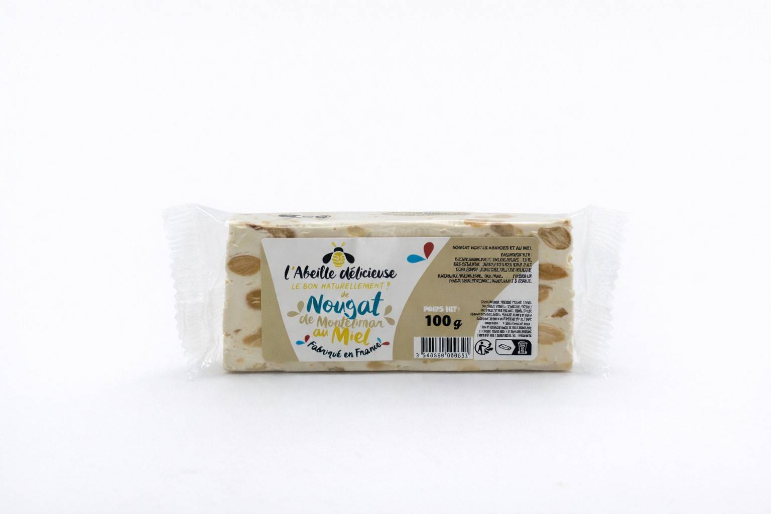 L'Abeille Délicieuse - Nougat almendras miel barra 100 g - L'Abeille Délicieuse - Imagen 1