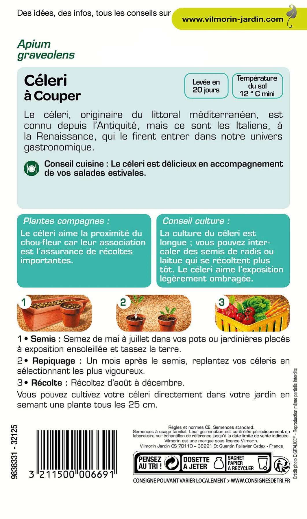 Vilmorin - Cèleri à couper série 2 sachet graines 1,5 g - Vilmorin - Image 1